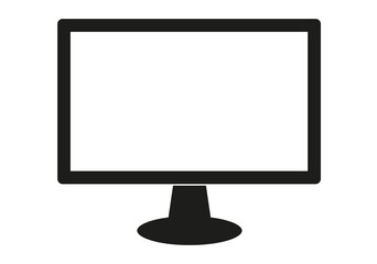 Icono negro de una pantalla en fondo blanco.