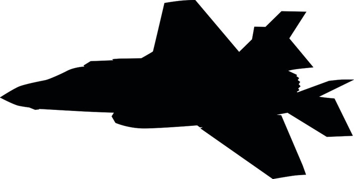 F 35 Air Force Stealth F-35 Lightning II Fighter Jet. Isolated Realistic Silhouette