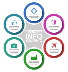 Infographic vector template for presentation, chart, diagram, graph, business concept with 6 options