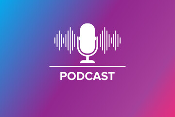 Podcast. Sound Audio Wave. Badge, icon, stamp, logo.  - obrazy, fototapety, plakaty