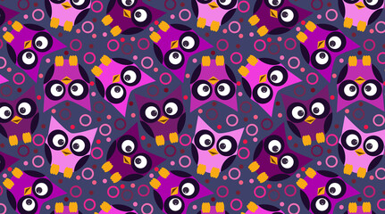 Naklejka premium pattern with cute colorful owls