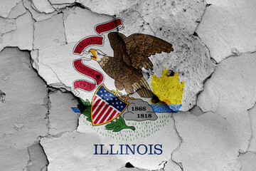 flag of Illinois painted on cracked wall
