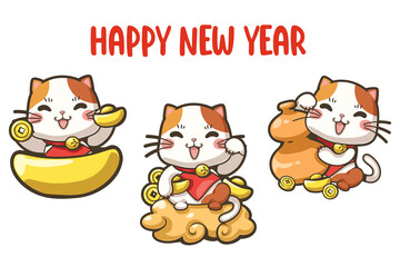 Vector cartoon illustration of lucky cat. Cartoon characters about lucky things. This cute illustration design can be used as decoration for both print and digital media as well.