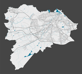 Detailed map of Edinburgh city, Cityscape. Royalty free vector illustration.