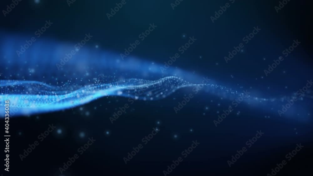 Aufkleber futuristic animation with particle wave object in slow motion, 4096x2304 loop 4k
