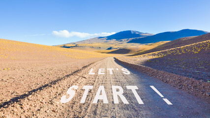 Dirt road in Puna highlands (Argentina) with the writing 