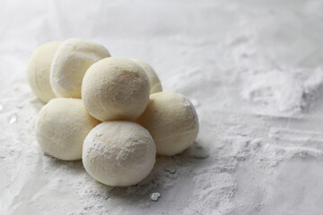 Fototapeta na wymiar Tasty marshmallows on light background