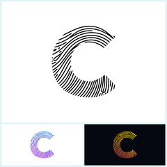 C Vector Letter base logo. Initial letter c vector Icon Fingerprint Black white and colorful Concept
