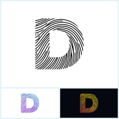 D Vector Letter base logo. Initial letter d vector Icon Fingerprint Black white and colorful Concept