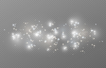 Vector magic glow. White glow, sparkles png, dust png. Flash of sparks, stars on an isolated transparent background. White, gold dust.