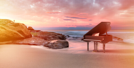 Piano outside shot at beach