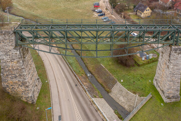 Naklejka premium Biatorbagy Railway Viaduct aerial view in Hungary