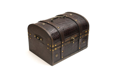 Wooden chest lined with artificial leather