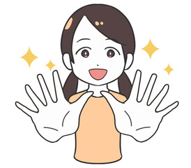 手を突き出す女の子　清潔