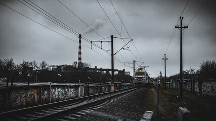 railway in the evening