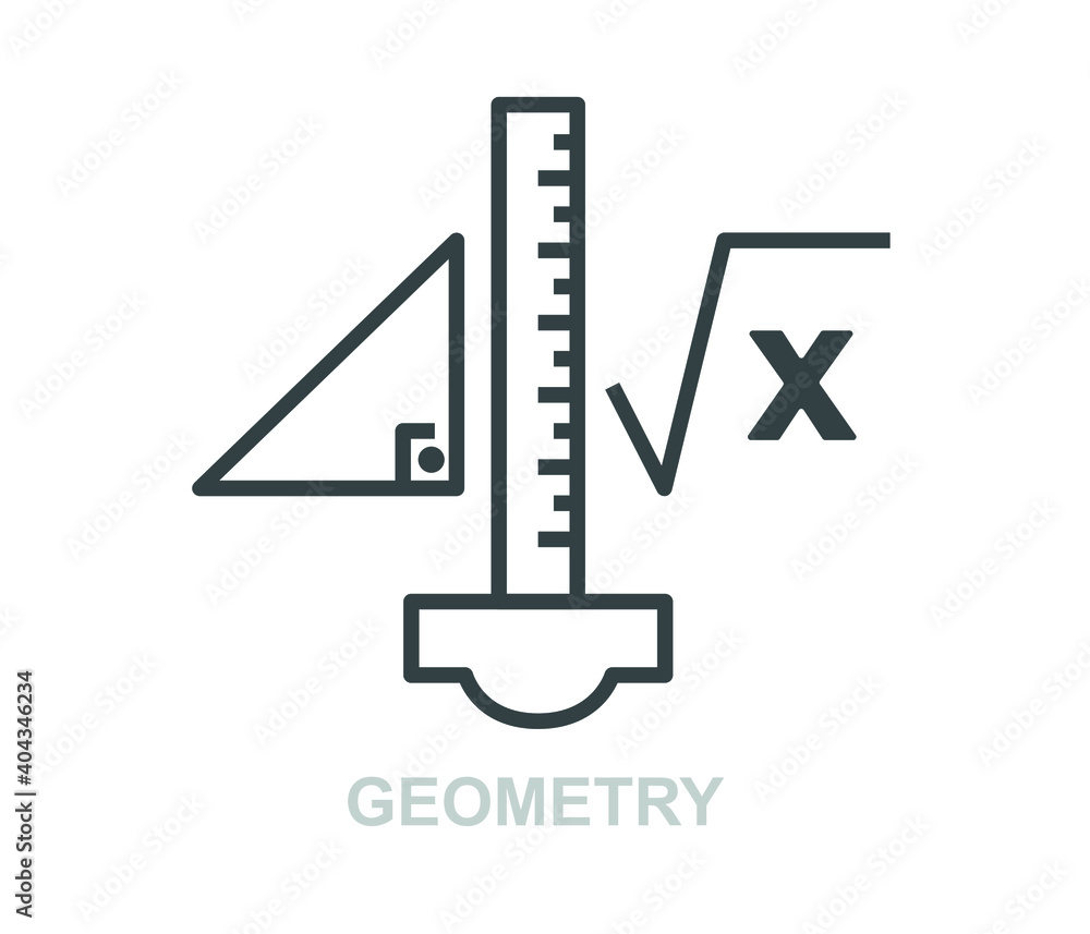 Poster triangle ruler and geometry icon with editable stroke and pixel perfect.