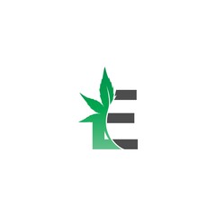 Letter E logo icon with cannabis leaf design vector