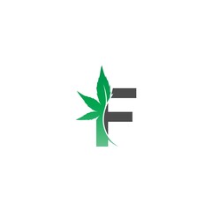 Letter F logo icon with cannabis leaf design vector
