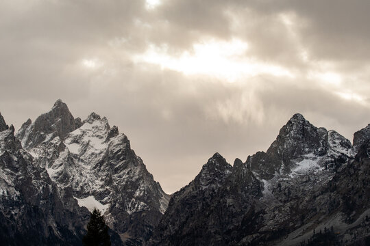Dark clouds over mountains