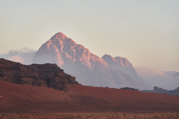 Wadi rum hills at sunrise