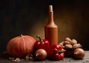 Rustic still life with vegetables