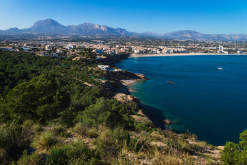 Fototapeta na wymiar Mediterranean landscape with view to Albir in 'Serra Gelada' mountains, Albir, Spain