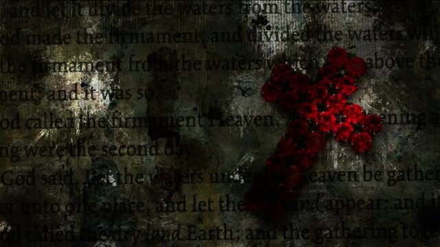 Cross of Jesus on bible grunge concept