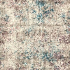 Seamless blue pink cream and navy surface pattern. High quality illustration. Overlaid and multiplied distressed and grungy worn abstract design for print. Detailed artistic repeat tile swatch.