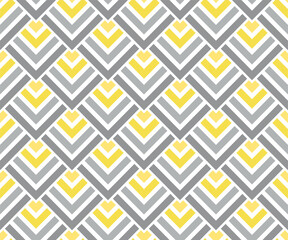 Seamless yellow and ultimate gray geometric squares pattern. Art deco vector illustration