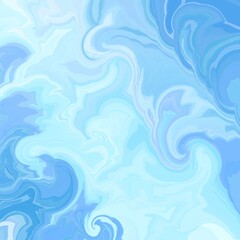 Abstract blue water background with marbled texture in swirled wave pattern, blue green ocean waves colors in fluid marble paint illustration