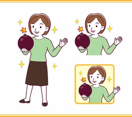 Middle-aged woman in green clothes