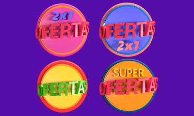 Venta de iconos de descuento en estilo 3d