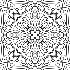 Circular Flower Mandala with vintage floral style. Vector Oriental mandala pattern. Hand drawn decorative element. Unique design with flower petal design. relax and meditation Concept for coloring boo