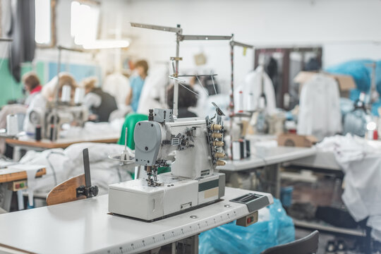 sewing machine in tailoring workshop