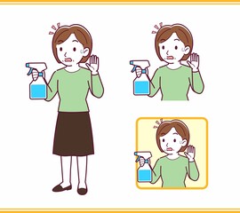 Middle-aged woman in green clothes_spray