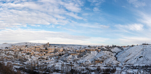 panoramic medieval village on mountain