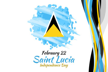 February 22, Independence Day of Saint Lucia vector illustration. Suitable for greeting card, poster and banner
