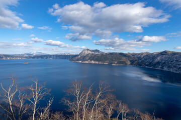 北海道　摩周湖の冬の風景