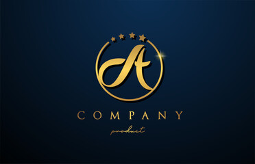 A luxury alphabet letter logo for corporate and company in gold colour. Golden star design with circle. Can be used for a luxury brand