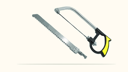 illustration of a manual hacksaw with one spare