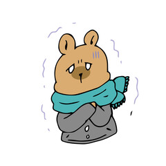 寒がる熊　クマ　震える