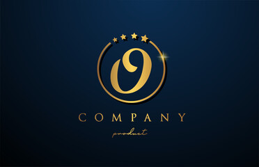 O luxury alphabet letter logo for corporate and company in gold colour. Golden star design with circle. Can be used for a luxury brand