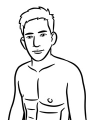 Fototapeta premium art drawing black and white of cute man for painting