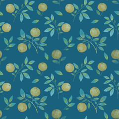 seamless pattern branch with oranges. decorative ornament for print, textile, wrapping paper, wallpaper. botanical pattern.