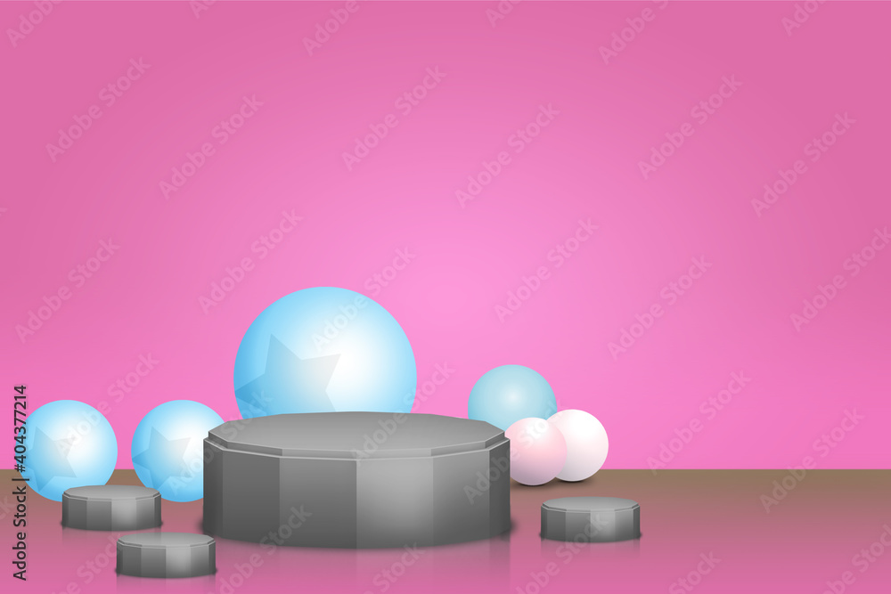 Poster 3d rendering platform for advertising products background and space