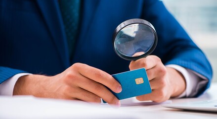 Man paying with credit card online