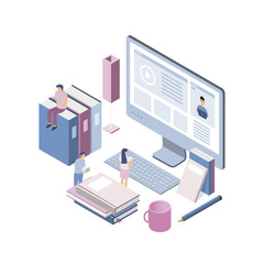 Modern design isometric concept of Online Education for website and mobile website.