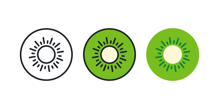 Kiwi icon. Linear color icon, contour, shape, outline. Thin line. Modern minimalistic design. Vector set. Illustrations of fruits