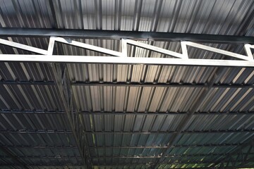 Fototapeta premium Steel roof structure in construction