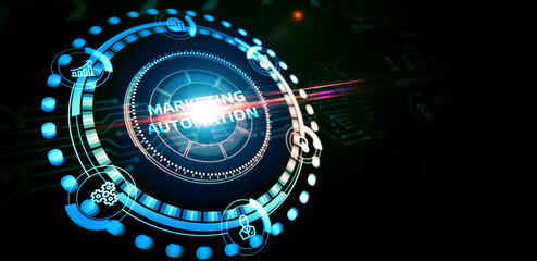 Planning marketing strategy. Business, Technology, Internet and network concept. the word: Marketing automation